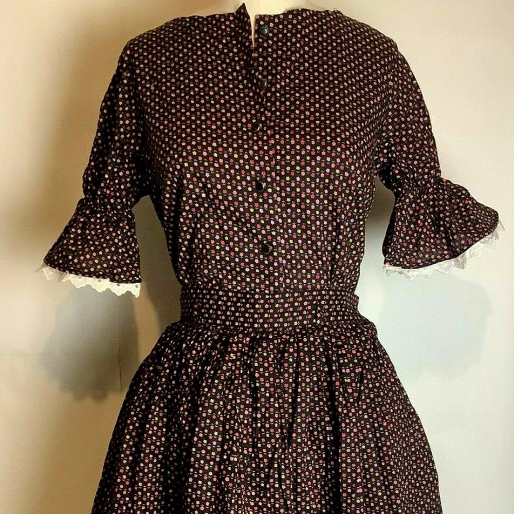 Vintage Black Floral Circle Skirt & Matching Top
